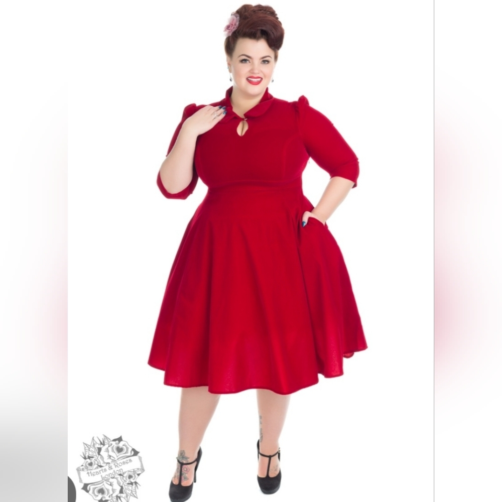 NWT Red Velvet Swing 50s Style Dress By Hearts & Roses London